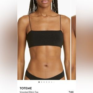 Toteme Smocked Bikini Top Size M in Black. NWT